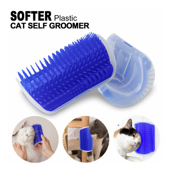 Pet Cat Self Groomer Brush Wall Corner Grooming Massage Hair Removal Comb Toy US image {1}