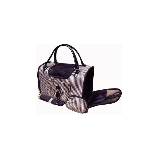 NEW Hounds-tooth Pet Cat Animal Carrier/Tote/Shoulder/Purse Black/Brown-009 image {1}