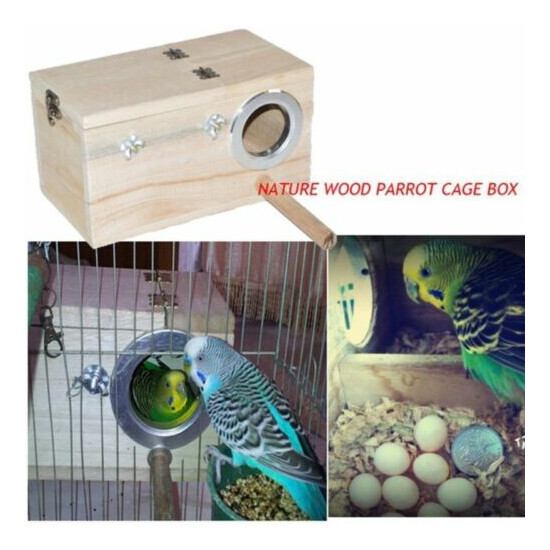 Shellhard Wooden Nest Pet Parrot Budgies Parakeet Nesting Box Bird Supplies S/M image {4}