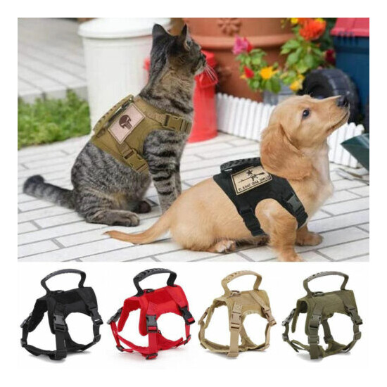 Tactical Pet Cat Harness Adjustable Leash No Pull Walking Escape Proof Vest  image {1}
