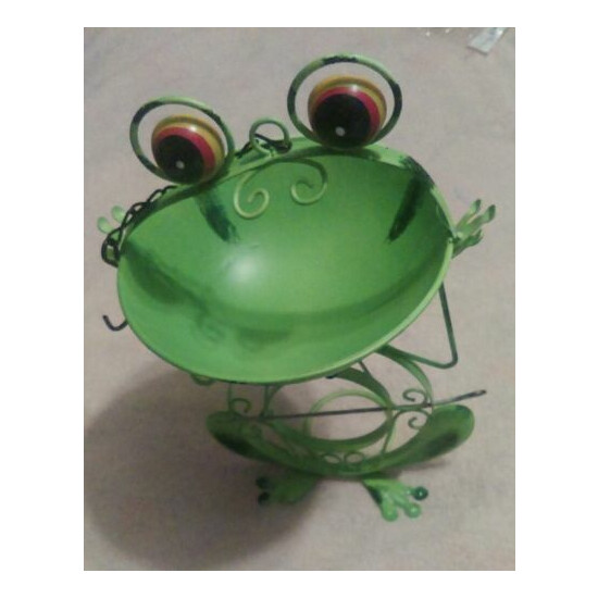Brand New Bird Feeder-Frog-Shaped- Green Body, Blue Polka Dot Bow Tie-Handsome image {1}