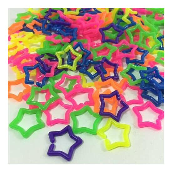 100 PC CHAIN LINKS PLASTIC STAR TOY PARROT BIRD FOOT PARTS KID MIXED COLOR #2 image {1}