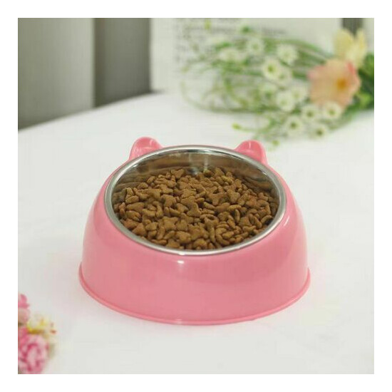 Cat Ear Stainless Steel Pet Feeding or Drinking Kitty Food or Water Dish Bowl image {8}