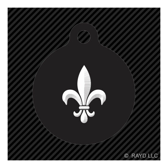 Fleur De Lis Keychain Round with Tab dog engraved many colors image {1}
