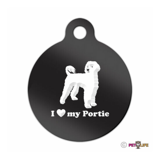I Love My Portuguese Water Dog Engraved Keychain Round Tag w/tab portie pwd image {1}