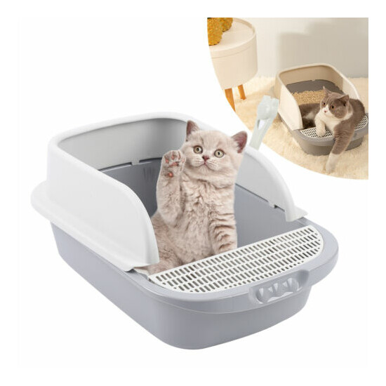 Cat Litter Box Anti-Splash Bedpan Toilet Enclosure Cleaning Supplies w/Shovel US image {1}