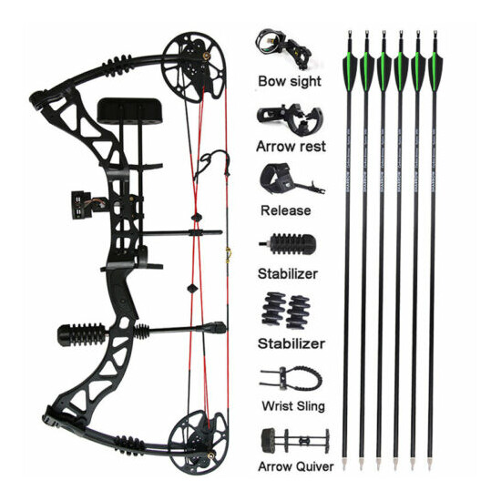 Compound Bow Arrow Kit 30-70lbs 329fps Archery Hunting Shooting Target Thumb {9}