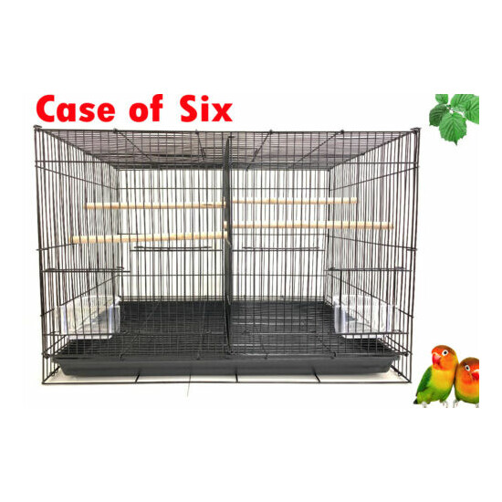 1 Case 6 of 24" Aviary Finch Bird Cages Breeding Flight With Center Divider BK image {1}