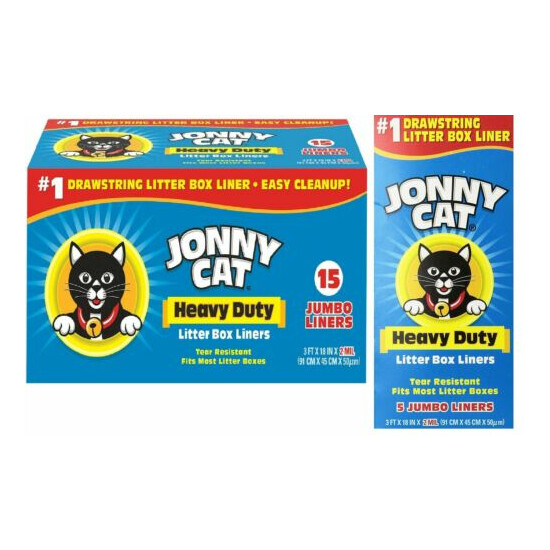 JONNY CAT Jumbo Heavy Duty Tear Resistant Plastic Litter Box Liners 5 & 15 ct ✅ image {1}
