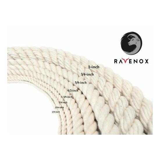 Ravenox Natural Twisted Cotton Rope | 1/4-inch | Multiple Colors | Made in USA image {3}