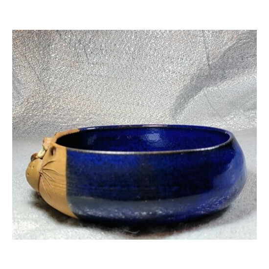 Vtg Mellow Mud Cat Blue Bowl Studio Pottery 1996 Susan Tate 3D USA Paw Print image {4}