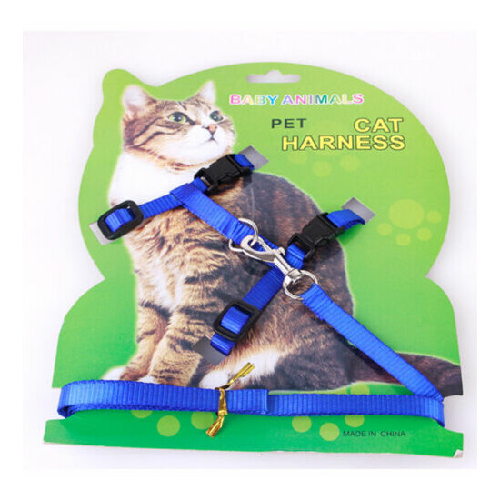 4Color Nylon Pet Cat Harness Leash AdjustableTraction Belt Kitten Halter Collar image {3}