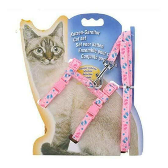 Adjustable Cat Walking Harness Nylon Strap Collar with Leash,And Cat Harness image {2}