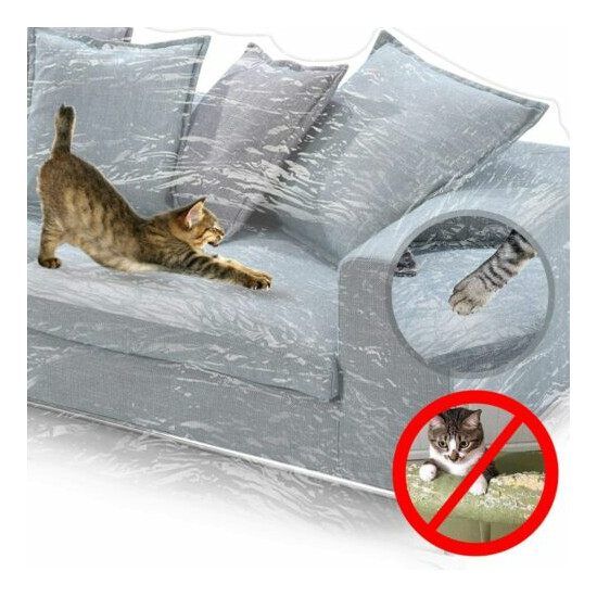 Plastic Couch Cover Pet Cat Scratching Protector Clear Waterproof for Sofa Guard image {3}