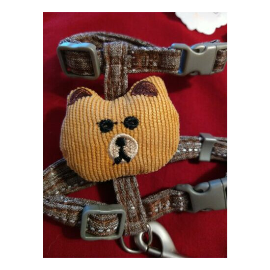Jecikelon XS Cat Harness and Leash Set with Cute Bear Beige XS image {1}