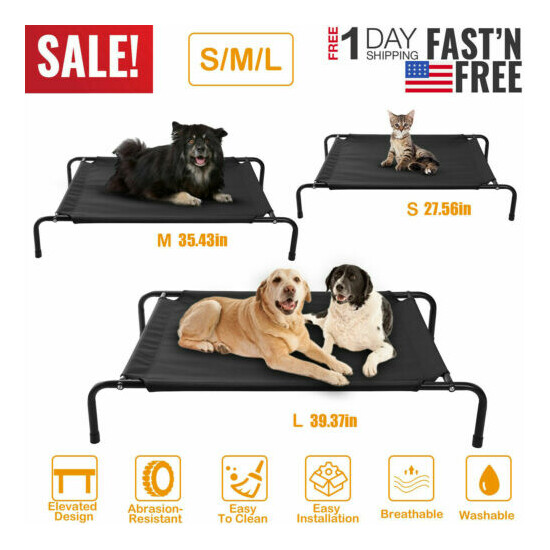 Elevated Dog Bed Lounger Sleep Pet Cat Raised Cot Hammock for Indoor Outdoor US image {1}