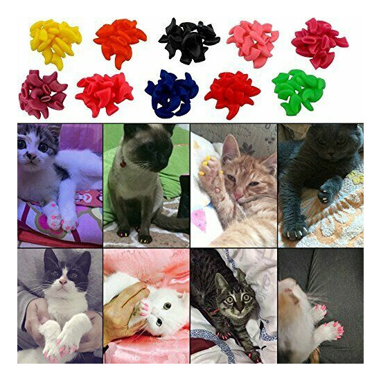 VICTHY 100pcs Cat Nail Caps Cat Claw Caps Covers with Glue and Applicators Si... image {4}