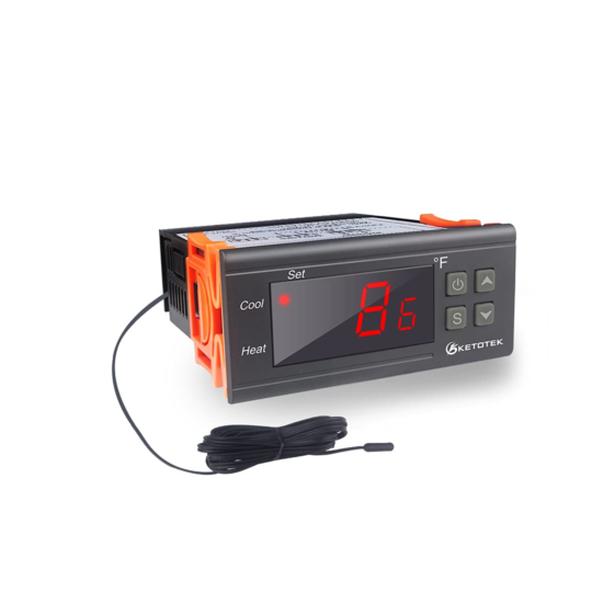 KETOTEK Digital Temperature AC110V Controller Fahrenheit Thermostat with 2M Wate image {1}