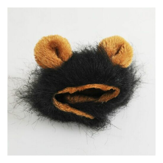 Furry Lion Hair Mane Dog / Cat Hat W/ Ears Cute Costume Headwear Pet Accessory image {4}