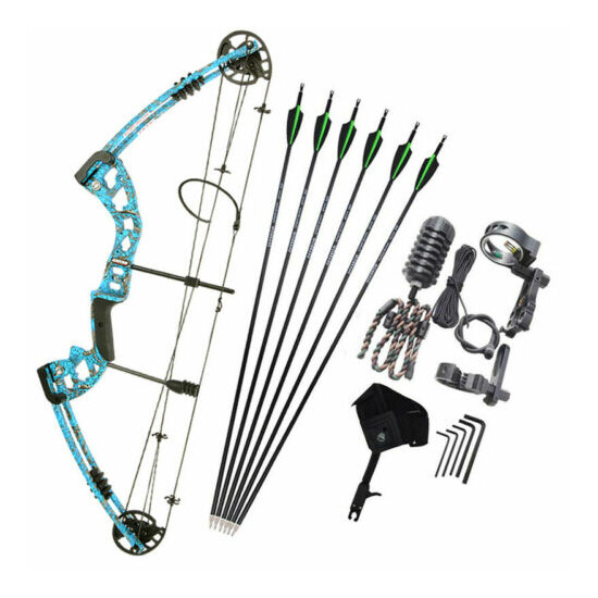 Compound Bow Carbon Arrows Set 30-55lbs Adjustable Archery Bow Shooting Hunting Thumb {15}