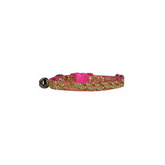 shocking pink & gold sparkle safety kitten collar 5"-7" image {1}