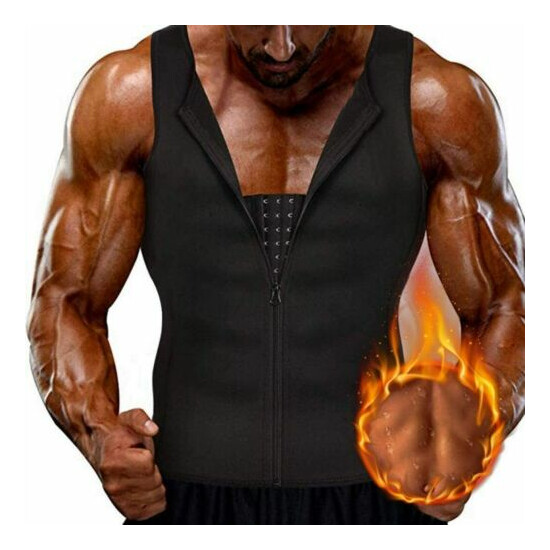 Men's Neoprene Weight Loss Sauna Sweat Vest Waist Trainer Tank Shaper Workout US Thumb {22}