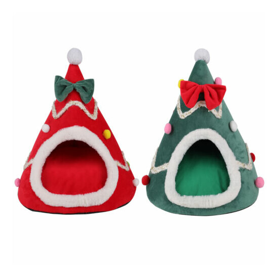 Christmas Pet House Tent Warm Cat Sleeping Bed Indoor for Kitten Puppy Cave Nest image {3}