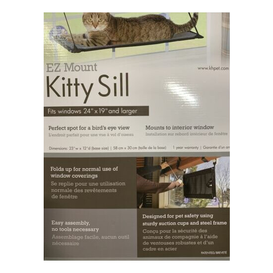 K&H Pet Products EZ Window Mount Kitty Sill 23"W x 12"D Hold Up to 50lbs Gray/Bl image {3}