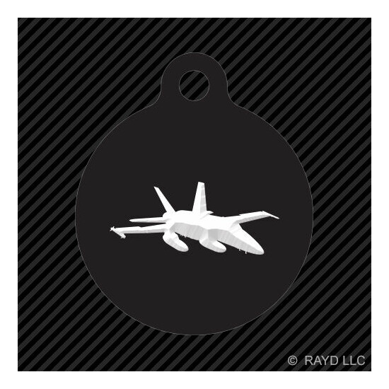 F-18 Hornet Keychain Round with Tab dog engraved many colors F18 Super Hornet image {1}