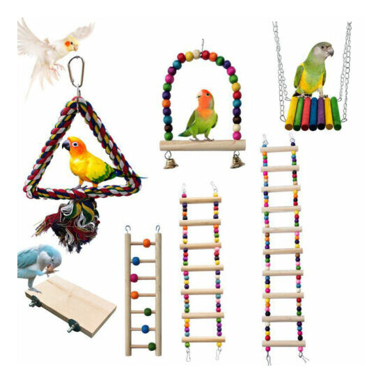 Birds Toy Pet Bird Parrot Cage Hut Nest Bird Toy Hammock Swing Toy Hanging TCG image {1}