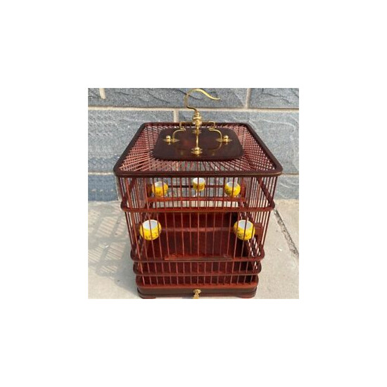 Asian Bird Cage Solid Rosewood Chinese Wooden Pet Nest Home 26x26x30CM image {1}