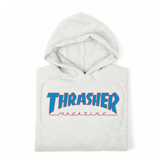 Thrasher Magazine OUTLINED MAG LOGO PULLOVER Skateboard Hoodie ASH GRAY SMALL image {2}