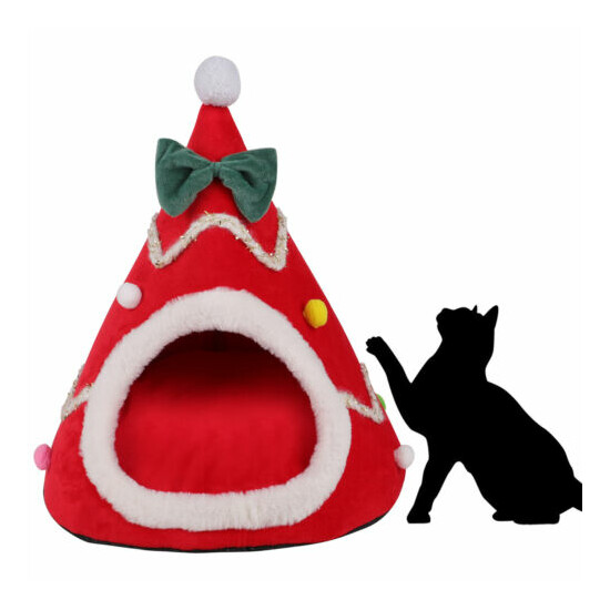 Christmas Pet House Tent Warm Cat Sleeping Bed Indoor for Kitten Puppy Cave Nest image {1}
