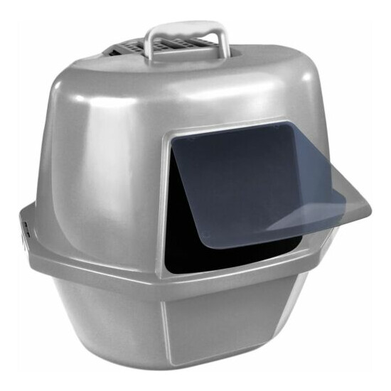 Van Ness Corner Enclosed Cat Pan, Silver, Large (CP9) image {1}