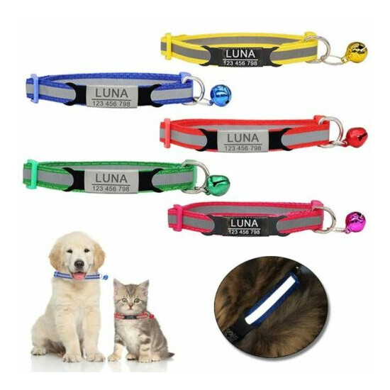 Nylon Collar Reflective Custom Personalized ID Free Engraving For Cat Small Dog image {1}