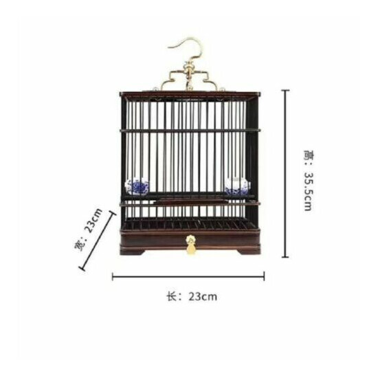 Exquisite Handmade Chinese Ebony Wood Bird cage Birdcage 89 image {2}
