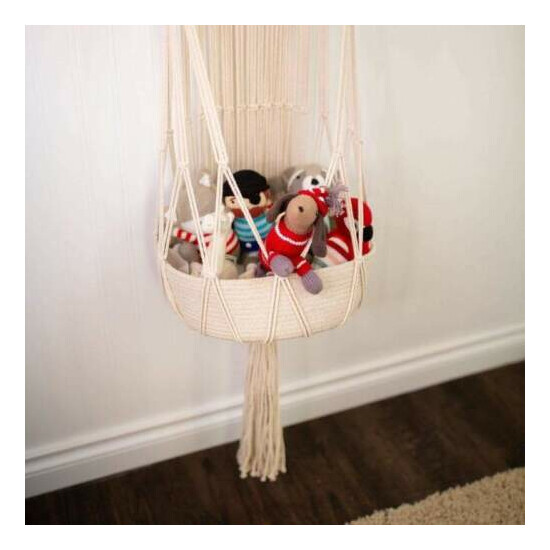 Natural Artesian Macramé Hanging Toy Basket image {2}