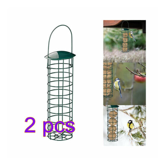 Tube Bird feeders for Hanging Metal Bird Suet Feeder Peanut Bird Feeder Outdoors image {2}