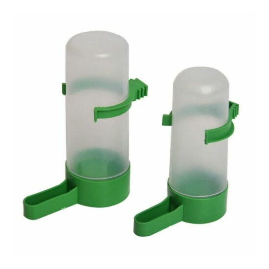 4 Plastic With Feeder Clip For Budgie Bird Drinker Green Aviary Water Bottle New image {6}
