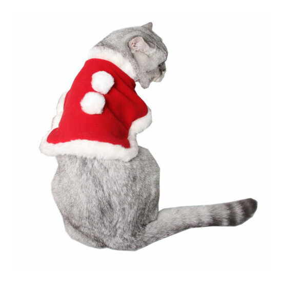 Allacki Pet Christmas Cloak Cat Adjustable Warm Xmas Costume Red Dog Scarf image {4}