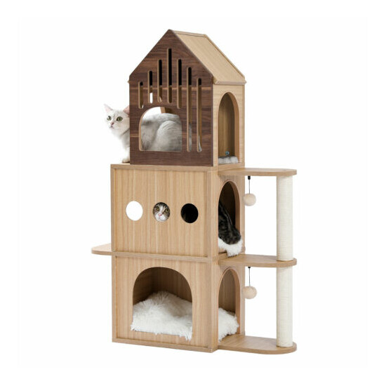 Cat Tree Tower Scratchers Condo House Cat Climbing Gym Scratching Post Furniture image {4}