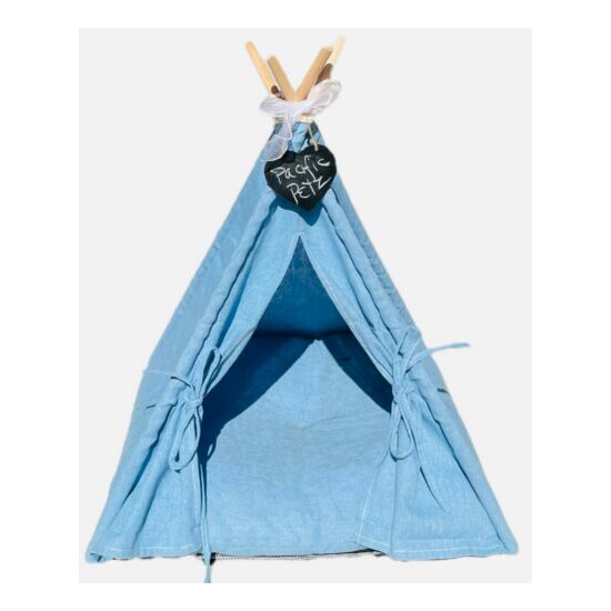 Pet Teepee Tent House Bed w/Cushion, 24", PacificPetz, Dog Puppy Cat Kitten image {3}