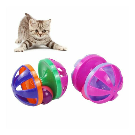 Kitten Dumbbell Bell Ball Scratch Training Game Interactive Playing Toy Pet Cat image {4}