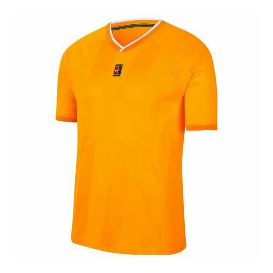 Men's Nike Court Breathe Slam Crew Tennis Shirt Sundial Yellow Sz XL CK9799-717 image {1}