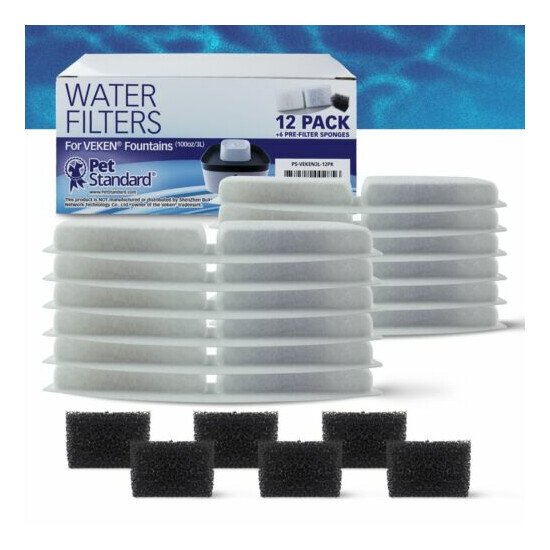 Water Filters & Sponges For VEKEN® 100oz/3L Pet Water Fountain, 12 Pack image {2}