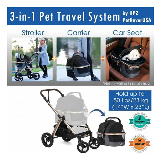 HPZ PET ROVER PRIME Luxury 3-in-1 Stroller for Small/Medium Dogs, Cats & Pets image {2}