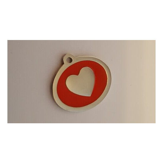 Laser Engraved Enamel & Stainless steel HEART CAT ID tags - 6 colour image {3}
