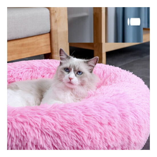 Donut Plush Pet Dog Cat Bed Fluffy Soft Warm Calming Bed Sleeping Kennel Nest image {3}