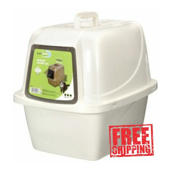 Cat Litter Box With Lid Cover Enclosure Enclosed Hooded Kitty Sandbox Large image {1}