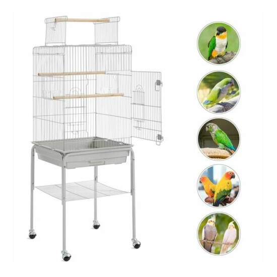 Rolling Bird Cage for Cockatiels Parrots Small Birds Green Cheek Conure Lovebird image {4}